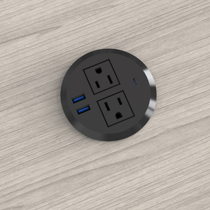 JOYE嵌入式家具书桌电源索环迷你圆形索环插座，带USBA + usb-c/内置台式美国电源插座插座 - Product Image 4