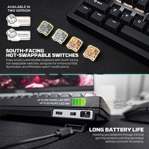 FANTECH MK920 <strong>Mechanical</strong> <strong>Keyboard</strong> Tri-Mode Connection ARGB Anti Ghosting Multifunction Encoder Programmable Gaming <strong>Keyboard</strong> - Product Image 5