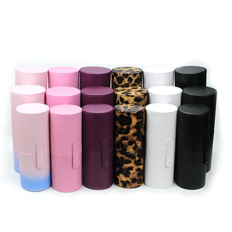 3 size PU leather material makeup brush case cylinder cosmetic holder use for makeup brush set beauty tools