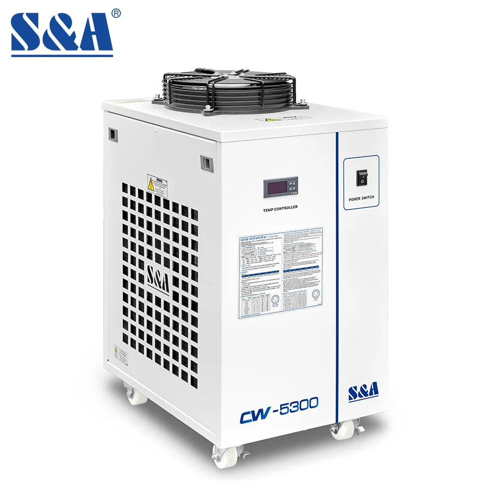 S & A Fabricante de equipos de refrigeración refrigerados por aire Enfriador de refrigeración industrial para corte por láser de CO2, Enfriador de CW-5300