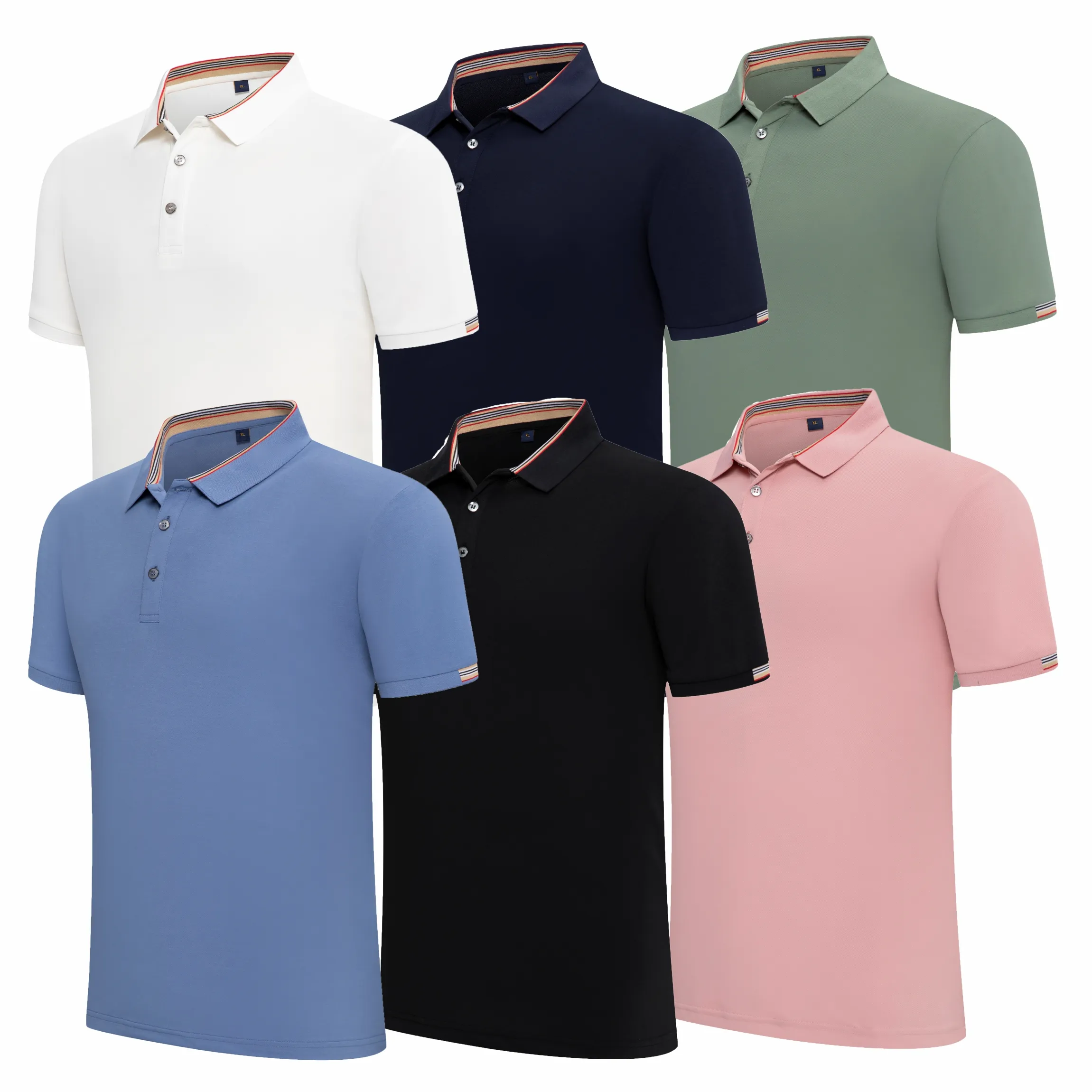 Abbigliamento da Golf ricamato stampato Design personalizzato pianura bianco nero Golf 100% cotone bianco Polo da uomo T-shirt