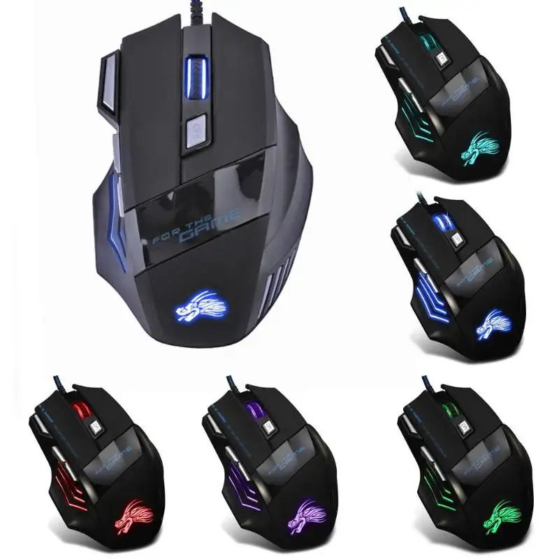 3200DPI Max. Resolución computadora Gamer ratón RGB ergonómico con cable de ratón del juego