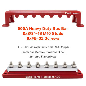 600 a 48V DC <strong>BusBar</strong> 12 V Power Distribution Block (M10) 8 Studs &amp;Negative Battery Terminal Block for Marine Automotive RV Truck - Product Image 4