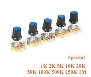 WH148 1K 10K 20K 50K 100K 500K Ohm 15mm 3 Pin lineare conico potenziometro rotativo resistore per Arduino con AG2 bianco - Product Image 2