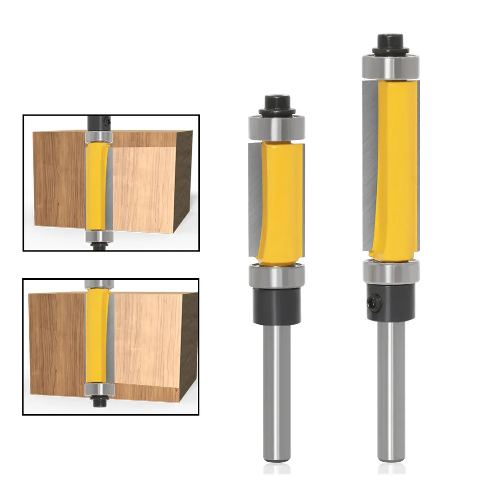 Double Bearing Trimming Cutter 1/4x1/2x38 Woodworking Milling Cutter Panel Top Bottom Bearing Trimming Woodworking Cutter