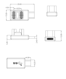 多功能直角USB 3.1 C公到双USB 3.1 C母转换器适配器 - Product Image 6