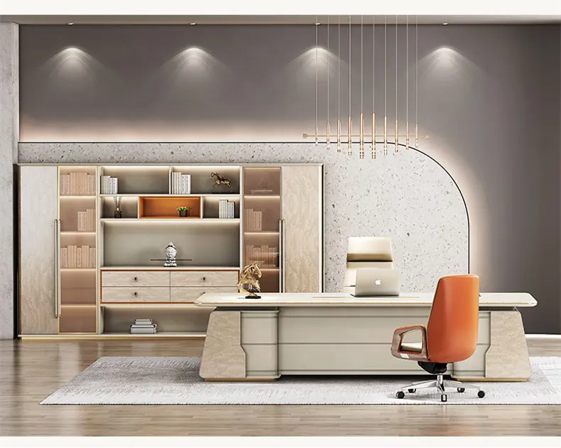 2022 office furniture New Italian style light durable modern high-end president luxury executive office desk