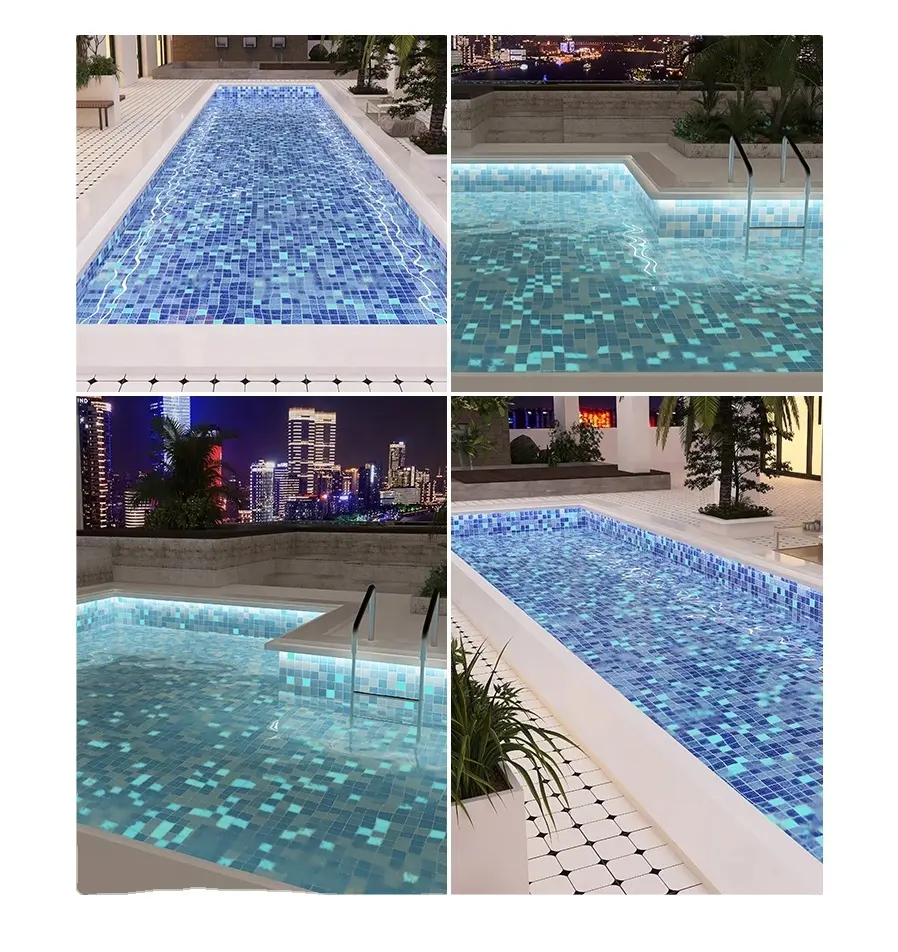 The fluorescent glass mosaic for swimming pool luminous decoration customize