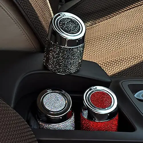 Bling Metal ashtray with rhinestone female driver special car rhinestone ashtray car interior accessories