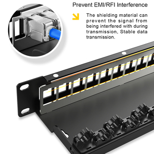 Enmane 0.5U 24 Port PoE Rated Ultra Thin Shielded Multi Meadia <strong>Patch</strong> <strong>Panel</strong> <strong>With</strong> Dust Proof Cover - Product Image 2