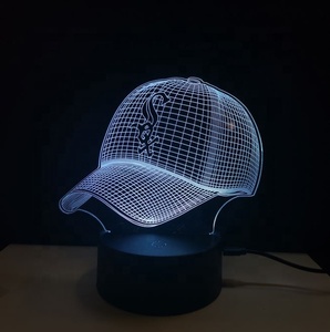 定制篮球发光二极管夜灯3D幻觉棒球帽亚克力台灯房间装饰卧室灯