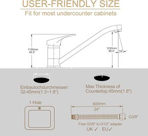 Vòi trộn nước nóng lạnh xoay 360 độ chất lượng cao, vòi rửa chén nhà bếp tay cầm đơn bằng đồng thau - Product Image 5