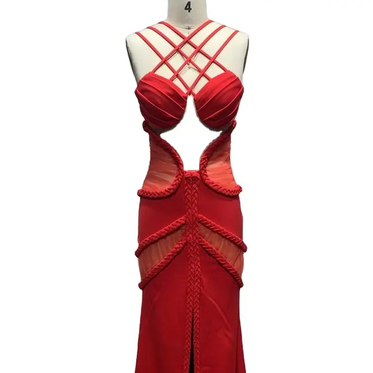 2023 yeni kıdemli tasarım seksi elbise ince omuz Backless düğüm uzun parti elbise