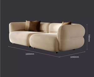 Italian Designer Wabi-Sabi Cream Sofa Minimalist Brushed Fabric for Small or Large Living Rooms Straight <strong>Style</strong>