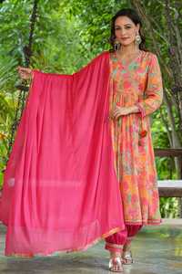 卸売工場供給アリアカットAnarkali Kurtis Pent with Dupatta for Office and Regular Wear from India - Product Image 2