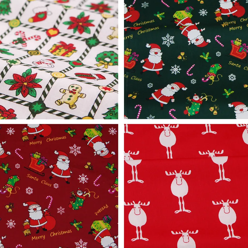 Печатная Рождественская Ткань, 100% хлопчатобумажная ткань, стеганая ткань, рождественские украшения, товары для шитья, лоскутное шитье