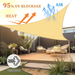 10*10 * 14ft açık veranda file tente üçgen güneş yelken UV blok dokuma poli PVC HDPE malzeme güneşlik restoranlar için - Product Image 2
