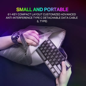 Teclado de ordenador para juegos mecánico intercambiable con cable retroiluminado de una sola luz 60% de 61 teclas, teclado para juegos de una sola luz 60%
