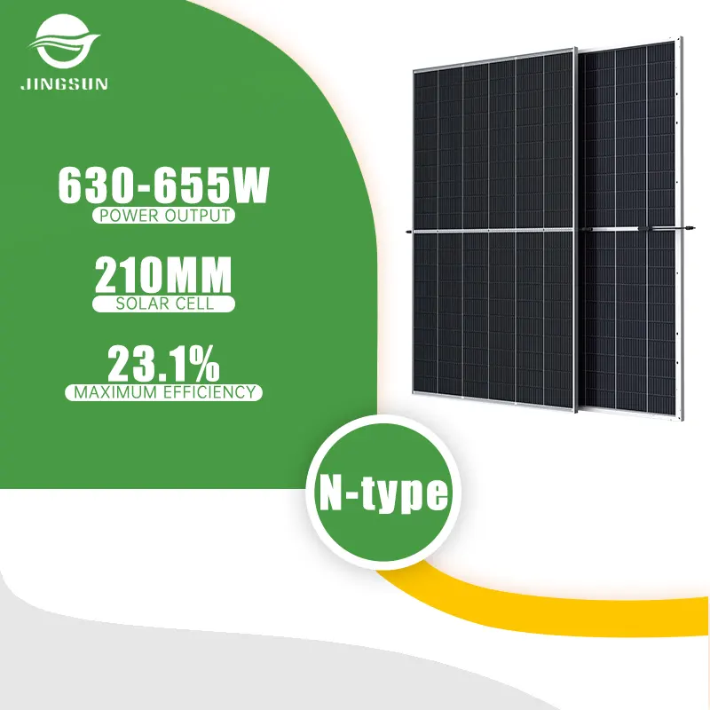 Jingsun แผงเซลล์แสงอาทิตย์ราคา 630W 635W 640W 645W 650W 655 วัตต์ 655W Bifacial พลังงานแสงอาทิตย์ PV แผงเซลล์แสงอาทิตย์