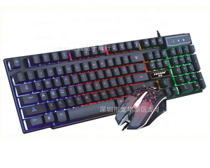 Combo de ratón ergonómico para juegos con interfaz USB con retroiluminación LED Conexión por cable Alfombrilla de ratón de cuero para ordenador PC - Product Image 1