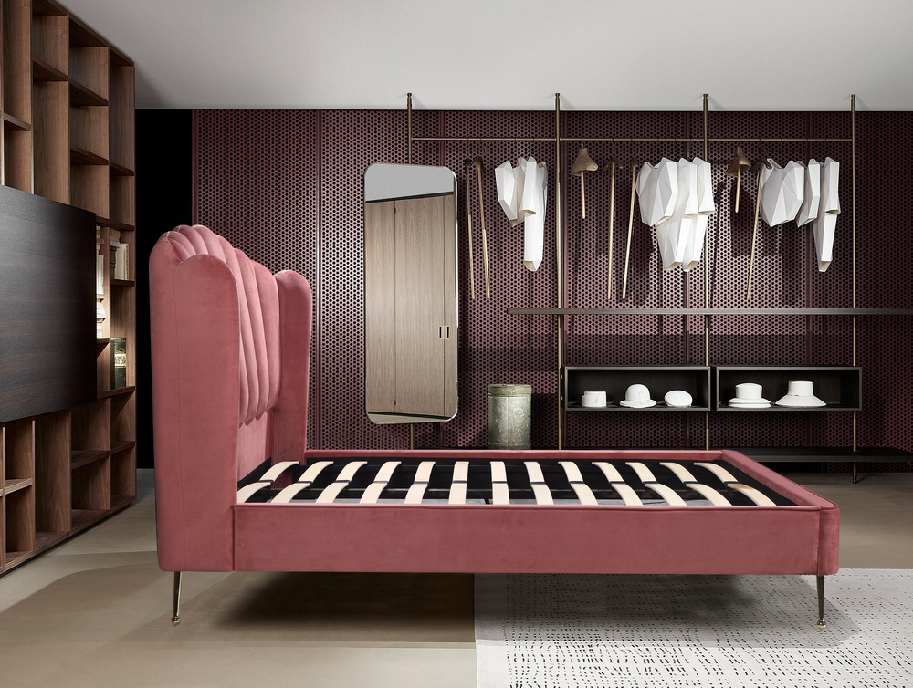 Contemporary Fashion Design Fabric Queen King Size Wood Upholstered Bed