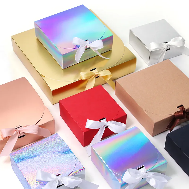 Scatole di caramelle per matrimoni in carta Kraft con etichette e nastro scatole di carta per feste fai da te per l'imballaggio