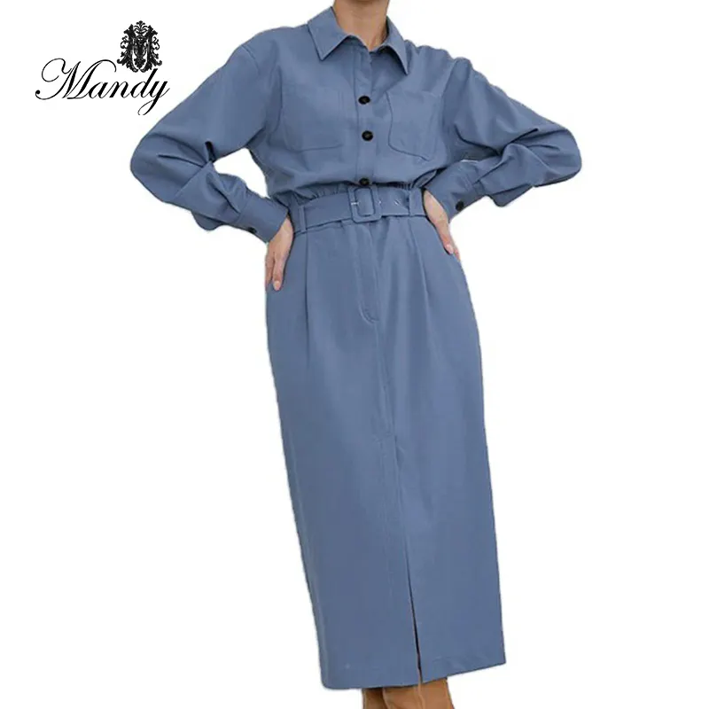 Mandy 2023 outono algodão tamanho único tshirt vestidos para mulheres manga longa feminina