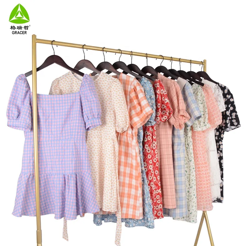 Phụ Nữ Ngắn Cotton Dress Nhà Máy Overrun Sử Dụng Quần Áo Trong Kiện Mua Quần Áo Đã Qua Sử Dụng