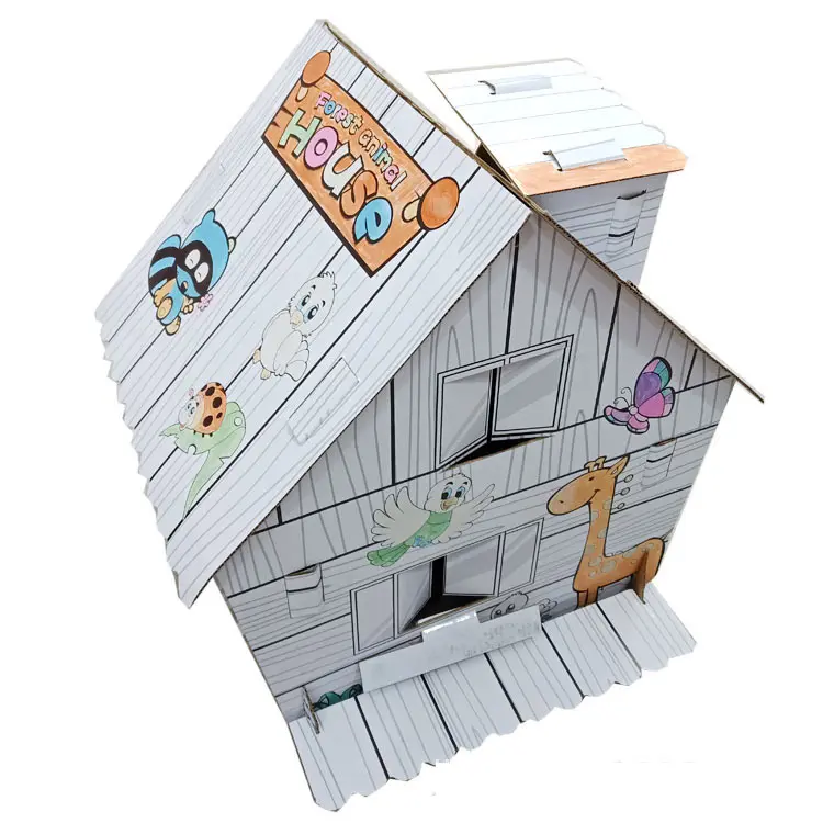 Раскраска «сделай сам», 3D Маленький милый детский бумажный картон для творчества, игровой домик с окном