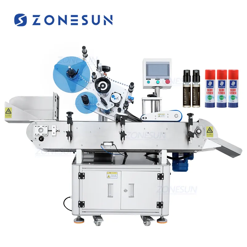 ZONESUN ZS-TB823 Horizontal Adesivo Automático Reagente Crayon Pequeno Redondo Cryo Frascos Garrafa Máquina De Rotulagem Para Garrafa De Plástico