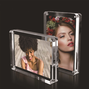 A5 <strong>Custom</strong> Sized Clear Magnetic Acrylic Floating Picture Block Photo <strong>Frame</strong> with Rounded Corners for Home or Office <strong>Display</strong> - Product Image 1