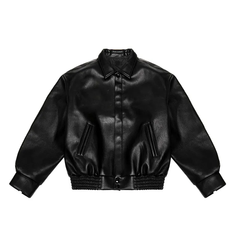 Custom embroidery logo leather baseball bomber leather varsity jacket for men