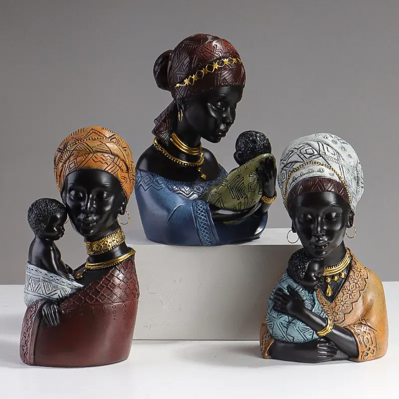 Африканские женские статуэтки современного искусства, фигурки для гостиной, офиса, украшения интерьера, аксессуары, статуэтки для интерьера