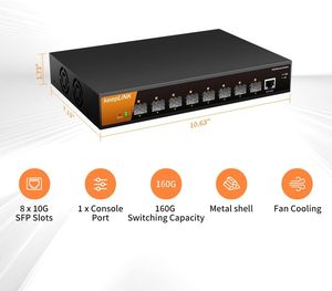 Keeplink สวิตช์ระดับองค์กร8พอร์ต10G SFP, L2จัดการอย่างชาญฉลาด, IPv6, การกำหนดเส้นทางแบบคงที่, QoS, Link aggreage/vlan/igmp