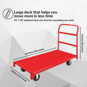 Ağır kırmızı Metal Platform kamyon 24 "x 48" endüstriyel çelik sepeti katlanabilir el arabası ile 1000 Lbs kapasite - Product Image 6