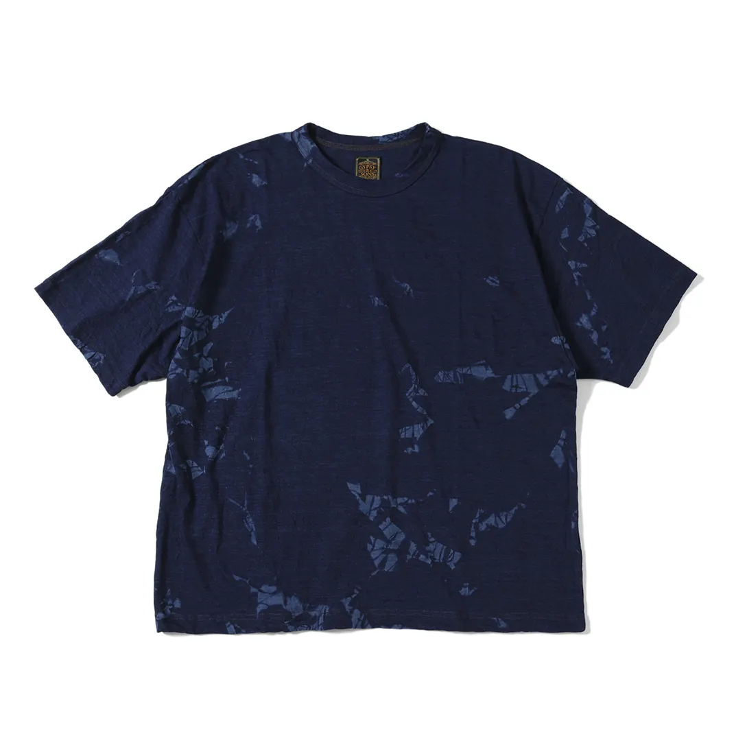 T-shirt surdimensionné en tissu jersey tie dye coupe indigo à col haut pour homme