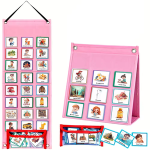 לוח שנה חזותי לילדים תרשים שגרות יומית עם 96 קלפים כיס לוח שנה אוטיזם למידה כלי התנהגותי צעצוע לבית ספר - Product Image 1
