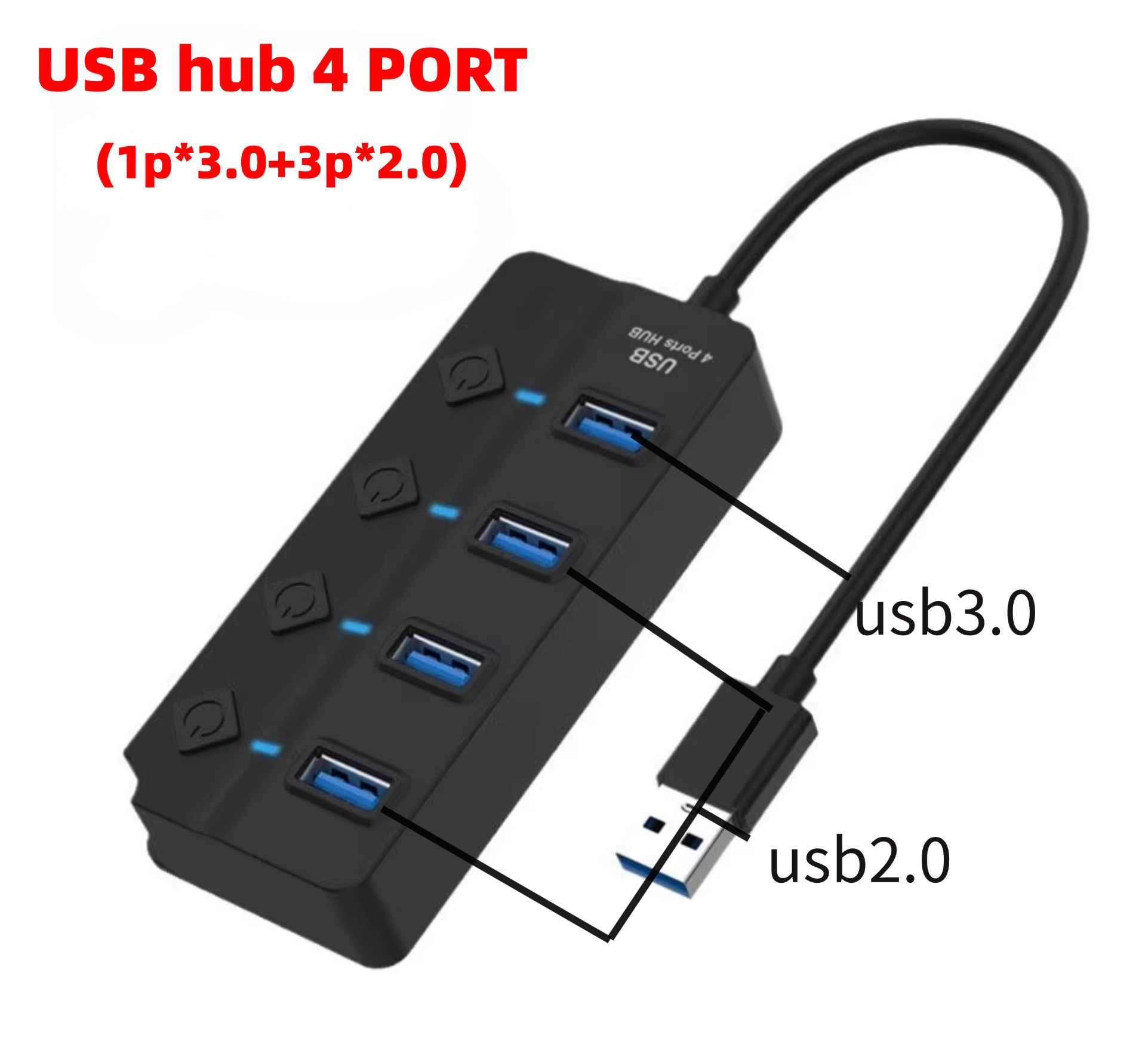 Black USB hub 4 PORT (4P*3.0)