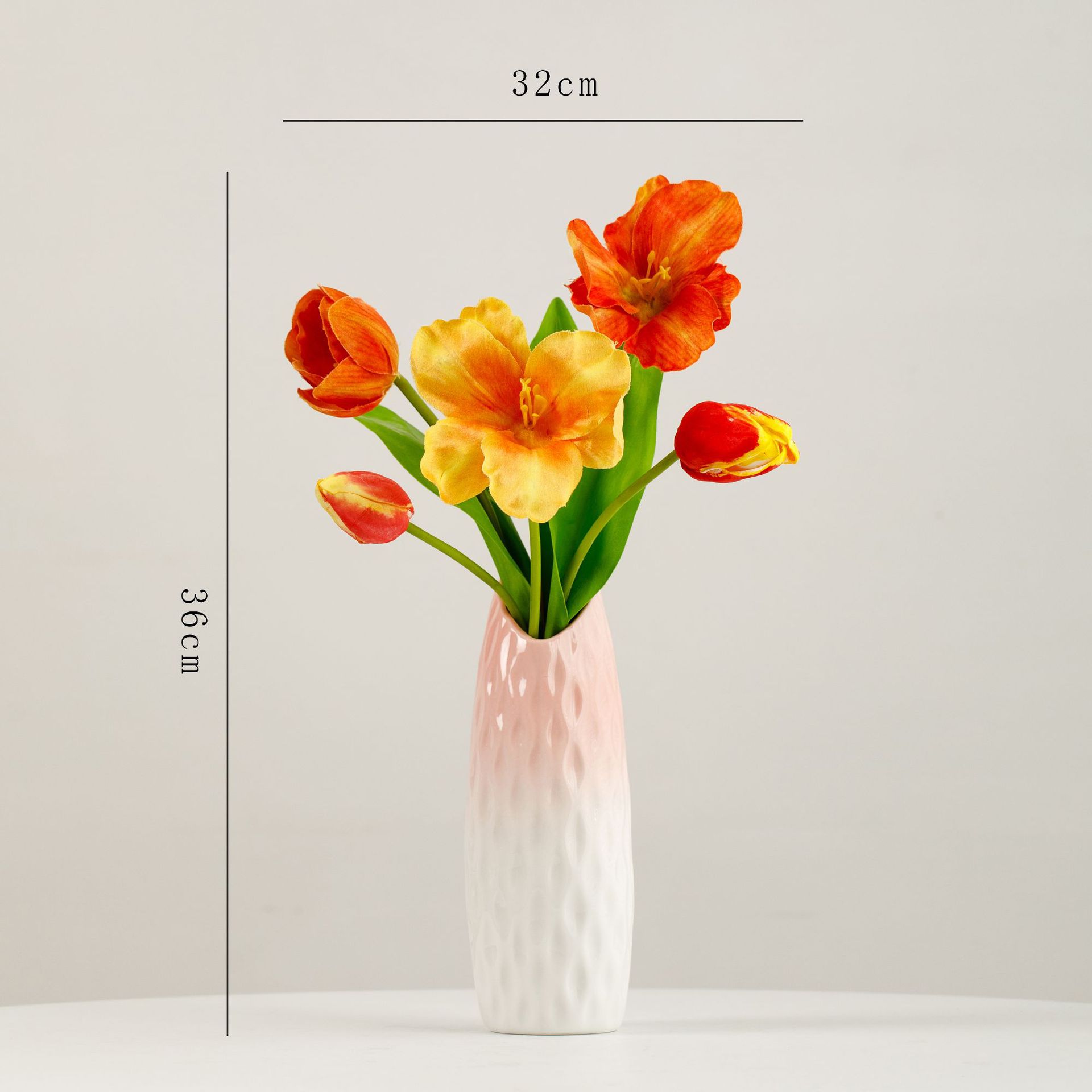 Ondas - Ramo de tulipanes de invierno - Naranja - Polvo blanco brillante