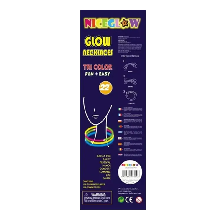 100Pcs 3 Kleuren Feest Fluorescentie Licht Glow Stick Kettingen Ingesteld Voor Bruiloften Bodydance