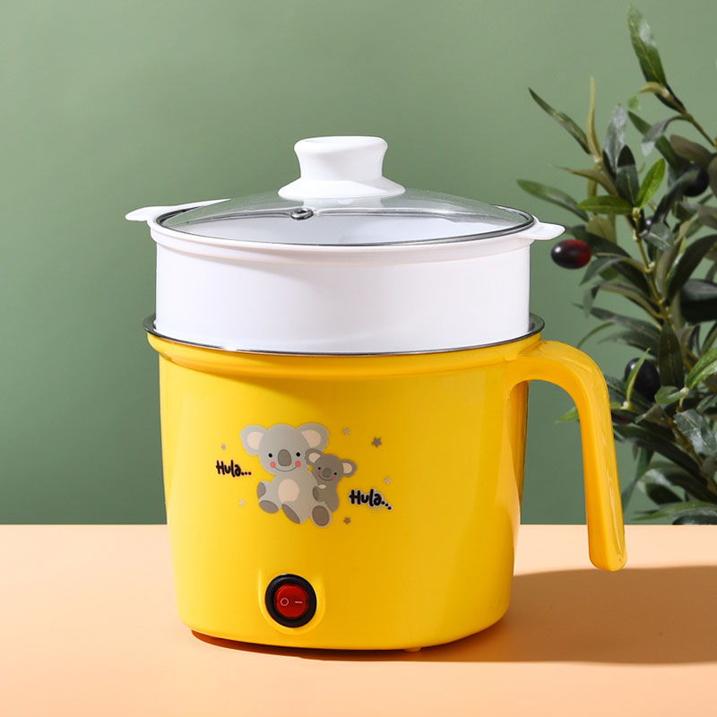 Pot jaune avec cuiseur vapeur en PP