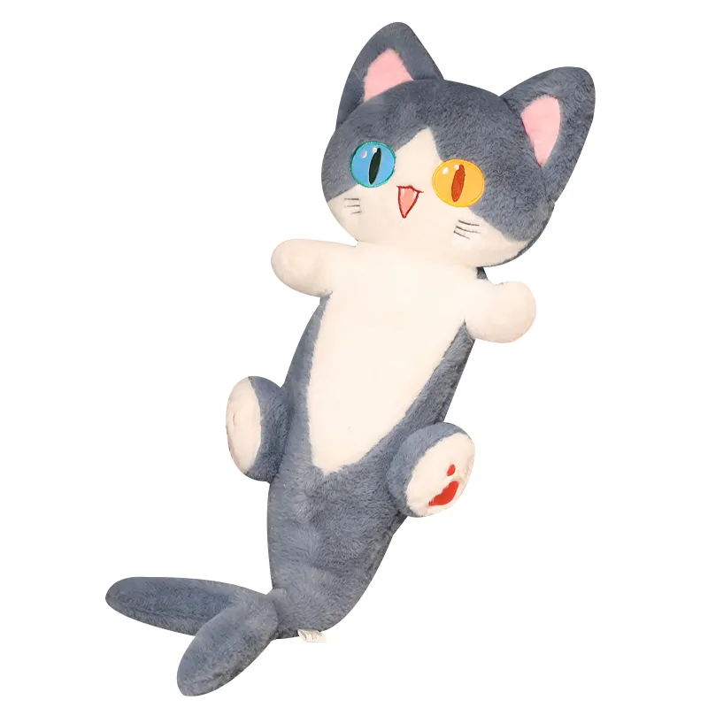 Sevimli kedi köpekbalığı dolması peluş oyuncaklar farklı renk gözleri ile yeni tasarım hayvan Kitty balina yunus Plushie