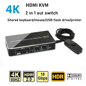YUNZUO OEM 4k 60HZ hdmiハブkvmスイッチスプリッターおよびスイッチャー2 in 1 out 2ポート2x1hdmikvmスイッチ - Product Image 5