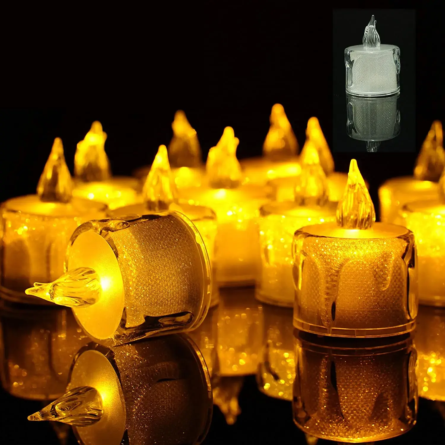 24 pezzi senza fiamma candela a Led per la decorazione della festa di Natale a forma di cuore a forma di batteria elettronica candela Tealight