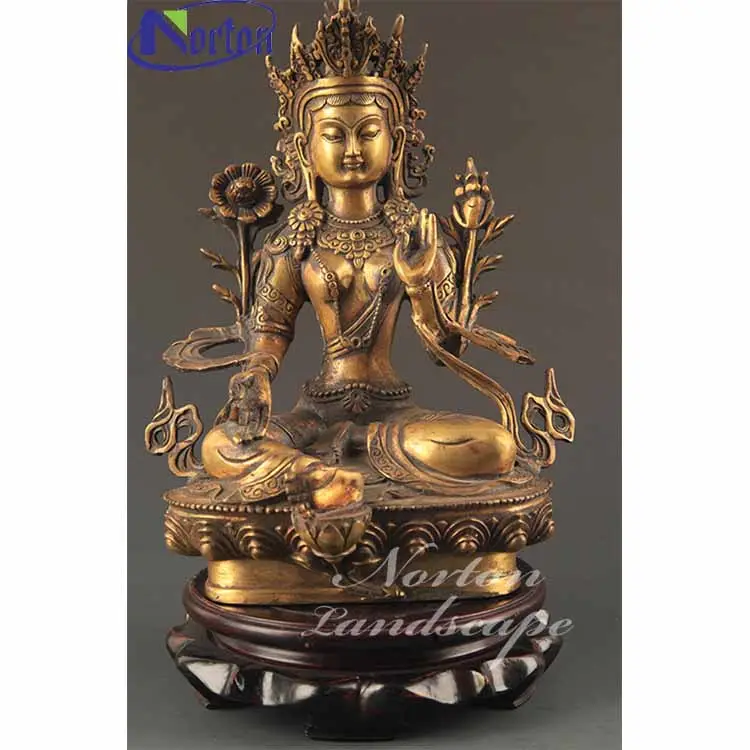 Moderne Indoor Decoratie Full Size Metal Art Boeddha Groene Tara Messing Standbeeld Te Koop