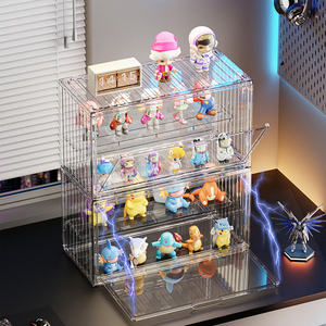 Wholesale 2-Tier Clear Toy Figure <strong>Display</strong> Case Anime Figures Showcase <strong>Stackable</strong> Labubu Protective Case <strong>Display</strong> Box - Product Image 2