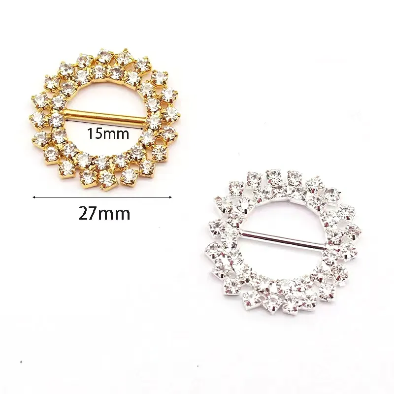 27mm Rhinestone Crystal Wedding Round Buckle Decoração Jóias Para Festa DIY Acessórios Botão Bucklces