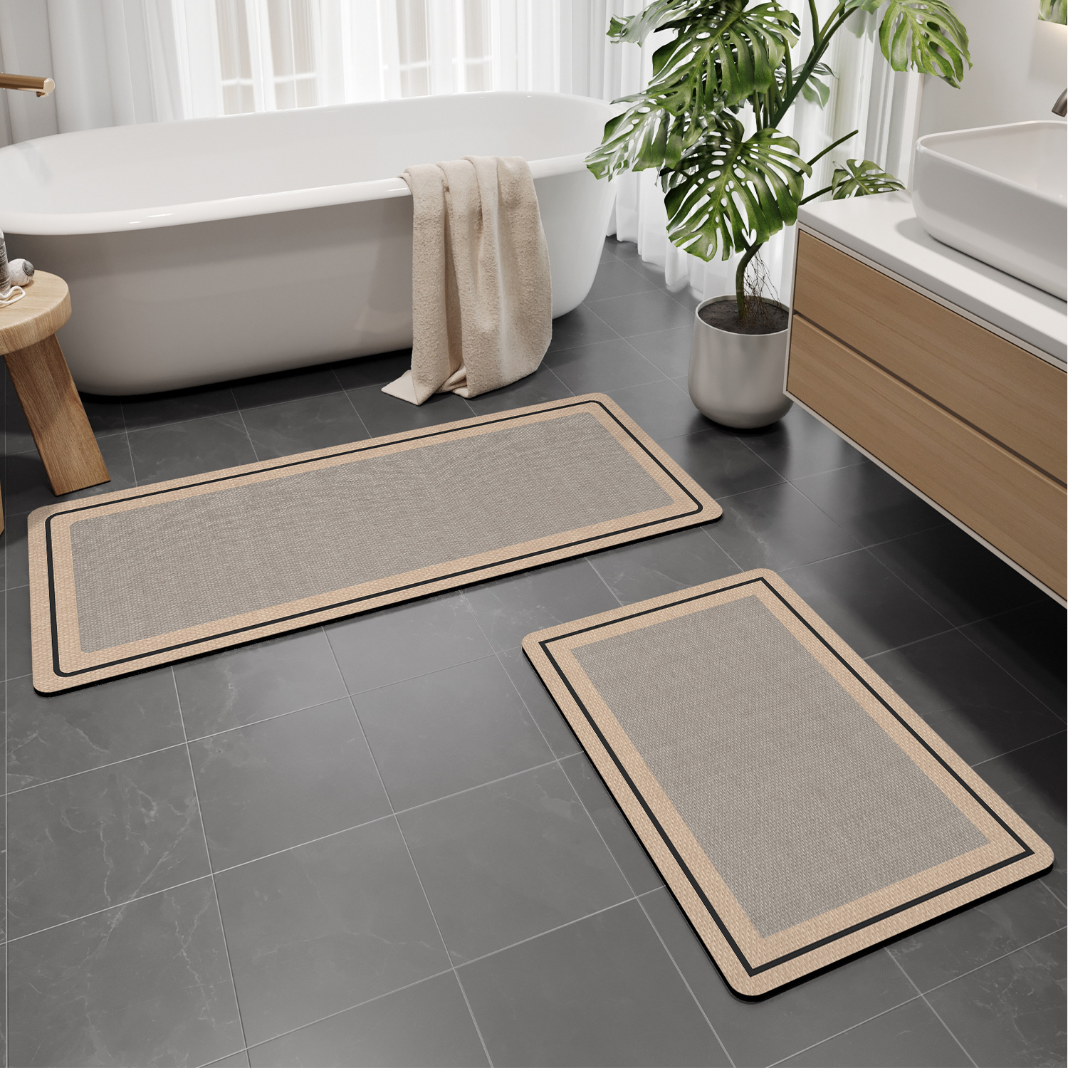 Tapis de bain en terre de diatomées améliorée - Cyprès blanc