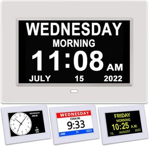 Hot Selling 7-Zoll-weißer digitaler Wecker mit Kalender pillen erinnerung 5 Alarme Extra große Schrift Smart Table Clock Ready Ship - Product Image 2