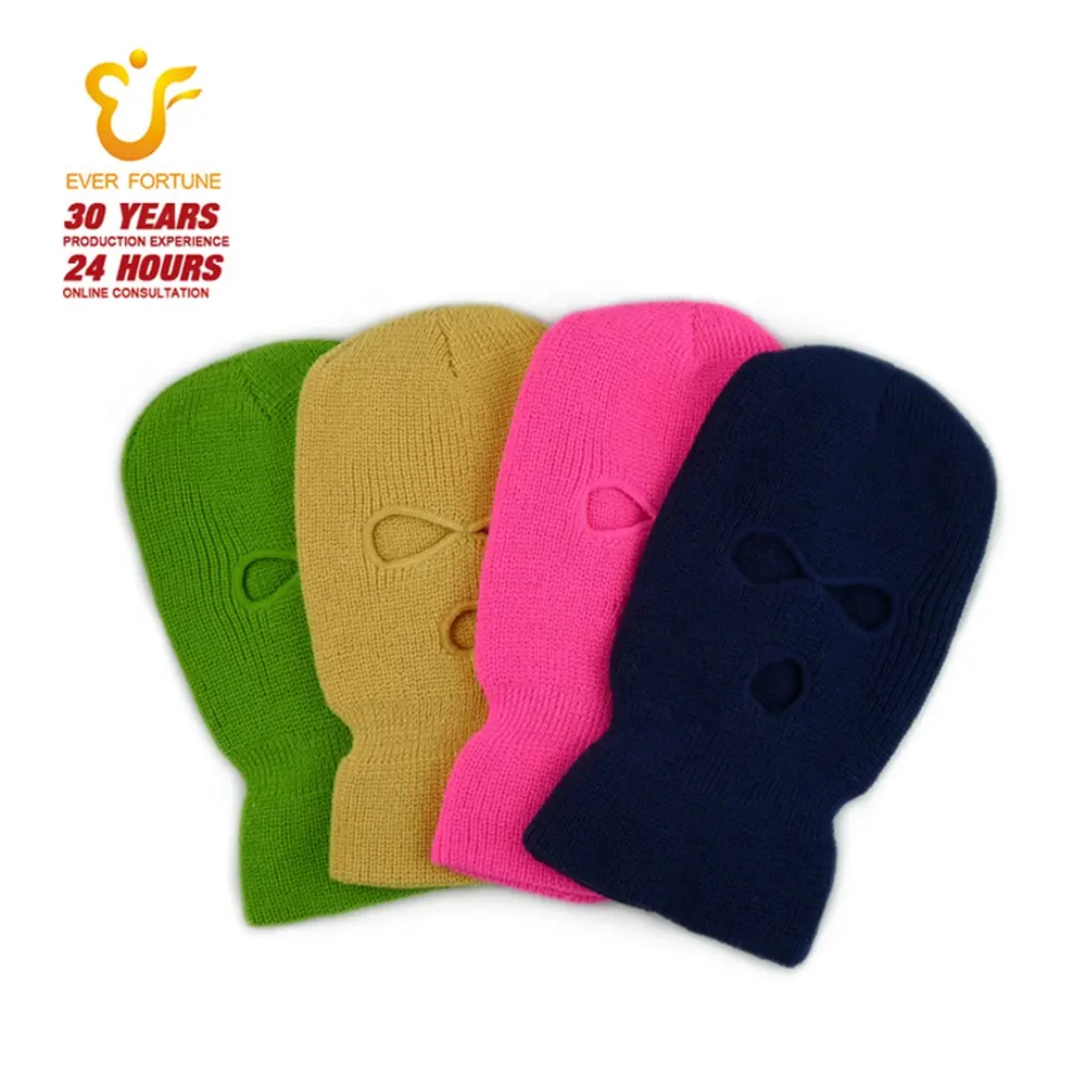 2023 Ngoài Trời Giá Rẻ Dệt Kim Balaclava Hat Tùy Chỉnh Ba 3 Lỗ Trượt Tuyết Maskss Beanie/Trượt Tuyết Hat Balaclava Unisex